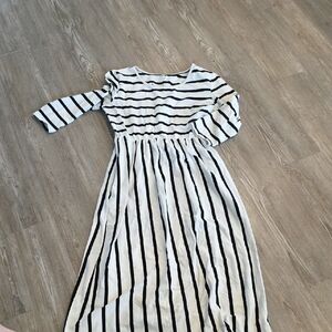 White and Black Striped Maxi Dress